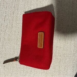 Dooney & Bourke Red Canvas Pouch with Brown Leather